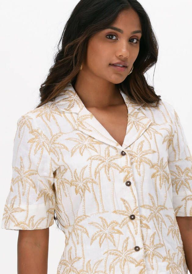 SCOTCH & SODA Dames Blouses Embroidered Linen Hawaiian Shirt Zand