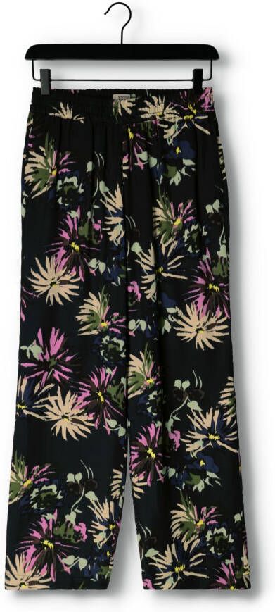 SCOTCH & SODA Dames Broeken Gia Mid Rise Wide Leg Printed Silky Trousers Zwart
