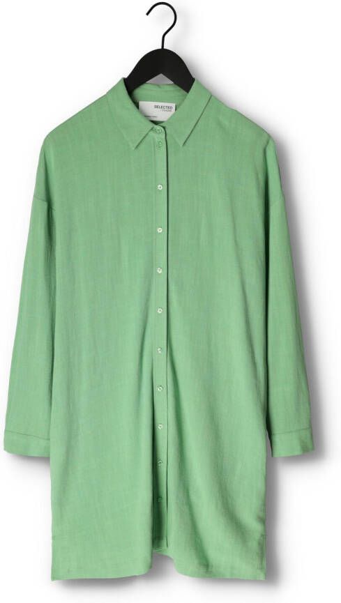 Selected Femme Groene Mini Jurk Slfviva Tonia Long Linen Shirt