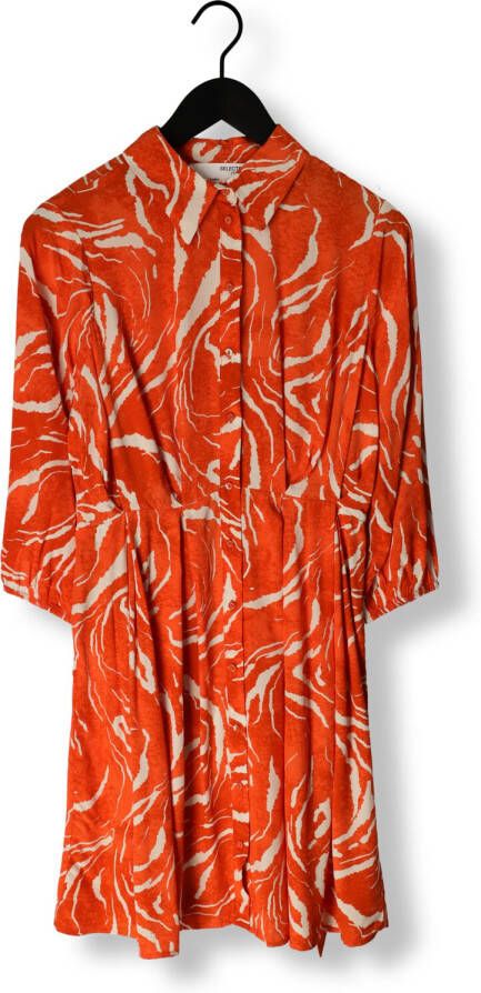 Selected Femme Oranje Mini Jurk Slfsirine 3 4 Short Shirt Dress