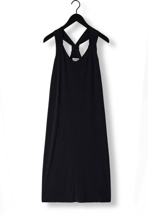 Selected Femme Zwarte Maxi Jurk Slfroberta Sl Knot Ankle Dress