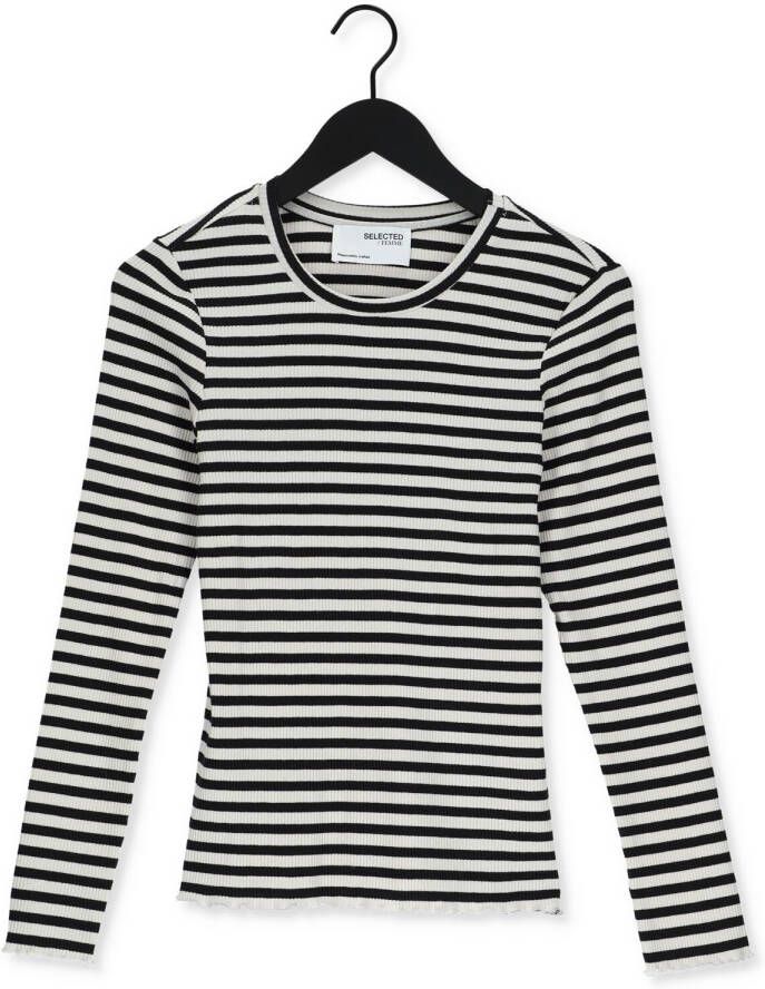 SELECTED FEMME Dames Tops & T-shirts Anna Ls Crew Neck Tee Stripe Wit