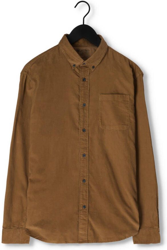 SELECTED HOMME Heren Overhemden Slhregrick-cord Shirt Ls W Beige