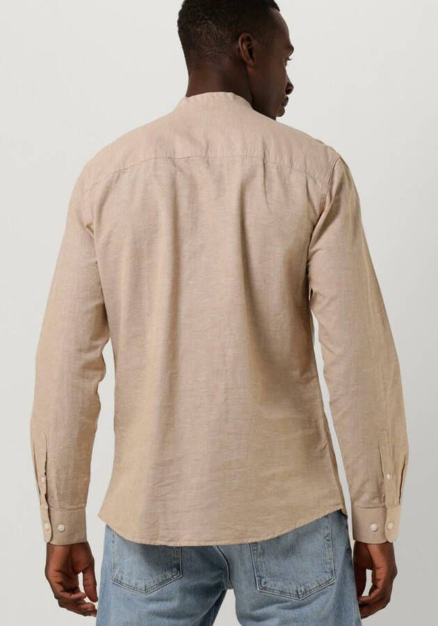 SELECTED HOMME Heren Overhemden Slhslimnew-linen Shirt Ls Band W Beige