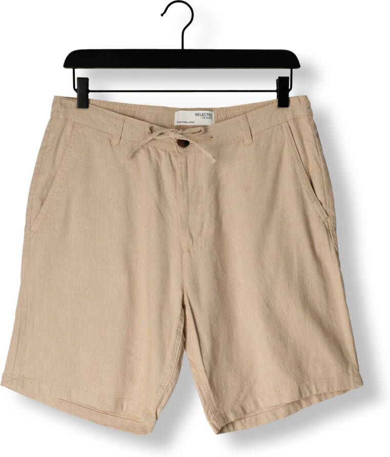 Selected Homme Beige Korte Broek Slhcomfort-brody Linen Shorts