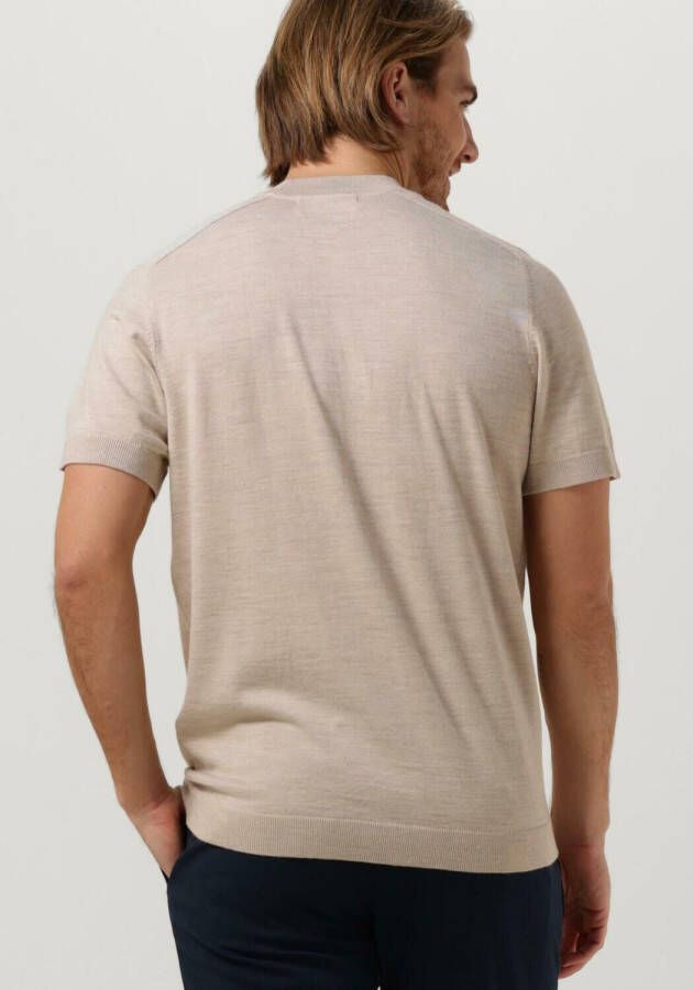 Selected Homme Beige T-shirt Slhtown Ss Knit Mock Neck B