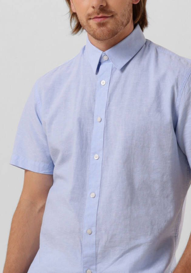 SELECTED HOMME Heren Overhemden Slhslimnew-linen Shirts Ss Classic W Blauw