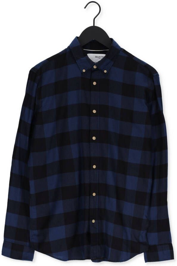 Selected Homme Blauwe Casual Overhemd Slimflannel Shirt Ls W Naw