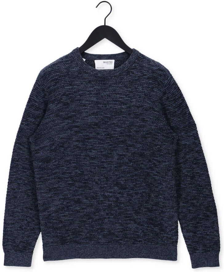 Selected Homme Blauwe Trui Vince Ls Knit Bubble Crew Neck Naw