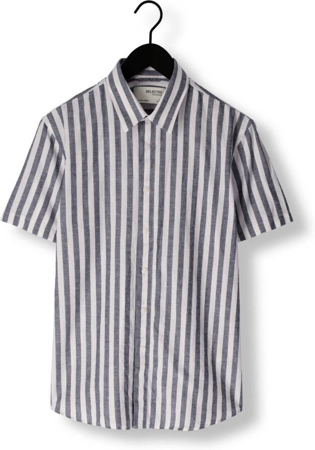 SELECTED HOMME Heren Overhemden Slhslimnew-linen Shirts Ss Classic W Donkerblauw