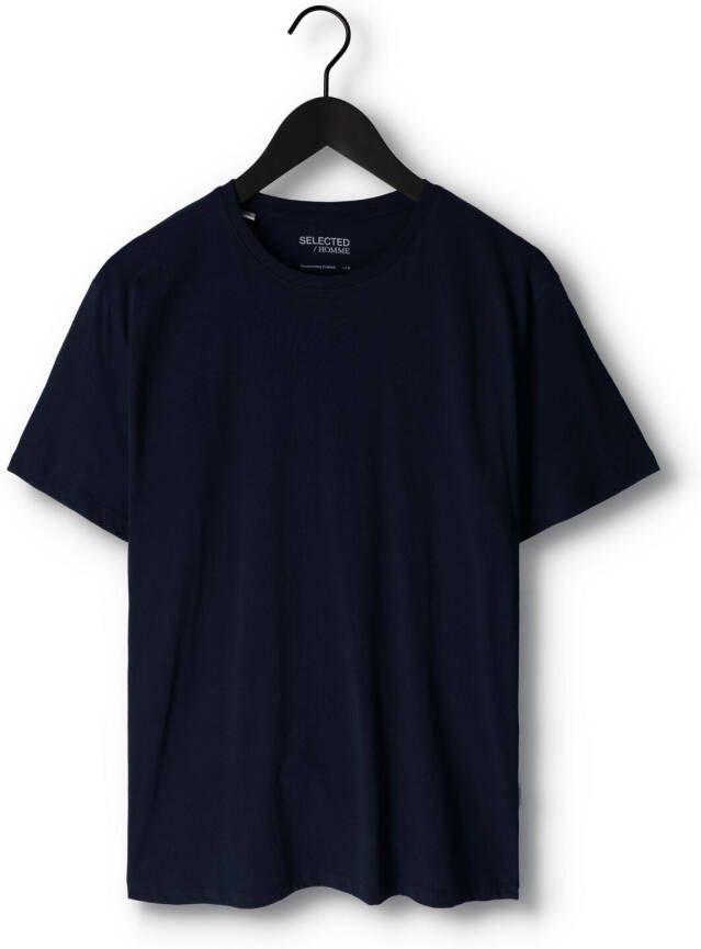SELECTED HOMME Heren Polo's & T-shirts Slhaspen Ss O-neck Tee Donkerblauw