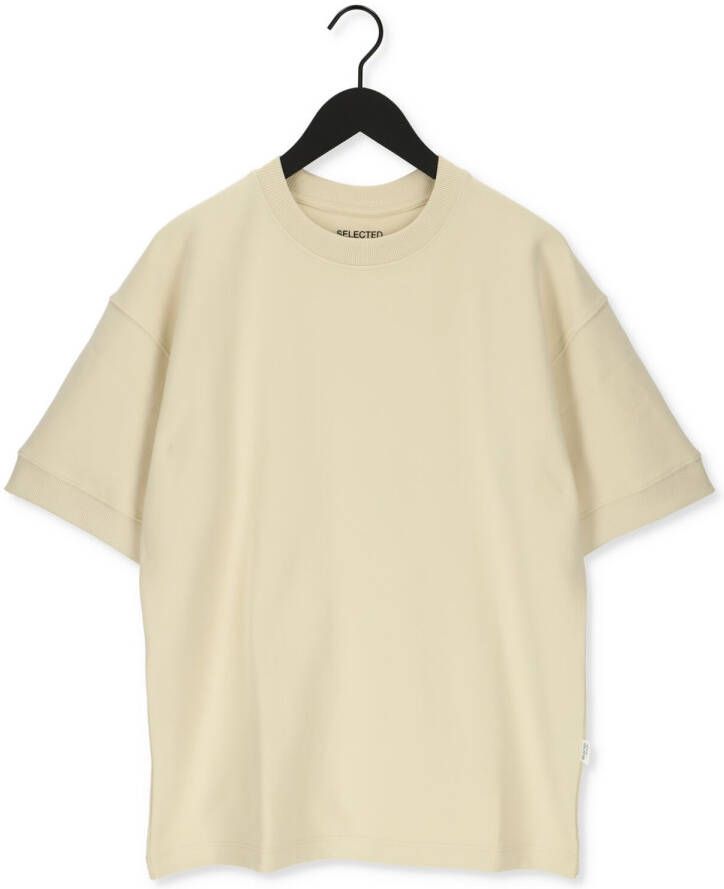 Selected Homme Ecru T-shirt Slhoversizecorton Ss O-neck Tee W
