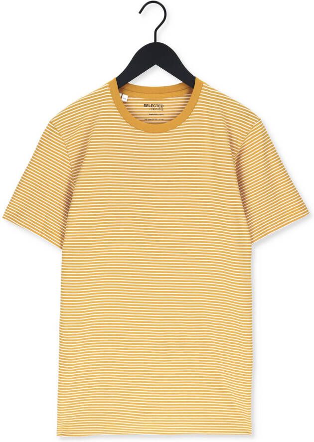 Selected Homme Gele T-shirt Slhnorman180 Stripe Ss O-neck