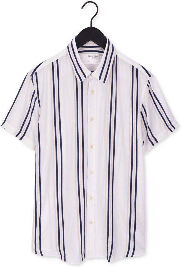 SELECTED HOMME Heren Overhemden Slhslimcarl Shirt Ss Stripes Groen