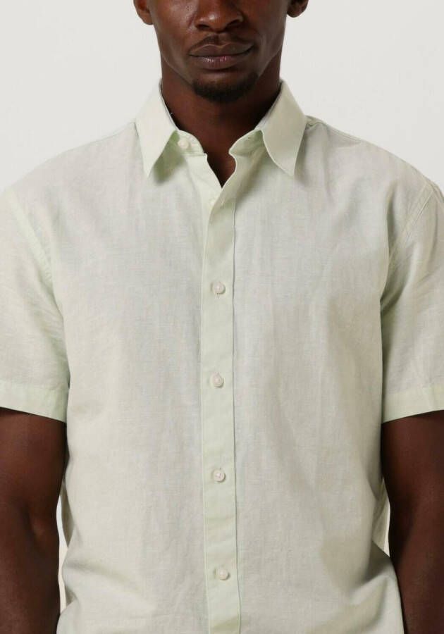 SELECTED HOMME Heren Overhemden Slhslimnew-linen Shirts Ss Classic W Groen