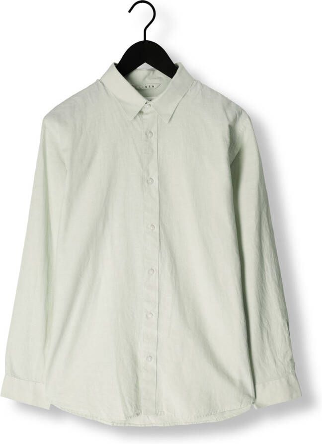 SELECTED HOMME Heren Overhemden Slhslimnew-linen Shirts Ls Classic W Groen