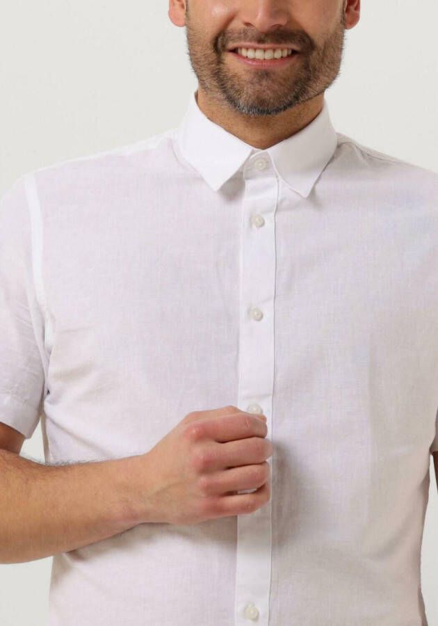 Selected Homme Witte Casual Overhemd Slhslimnew-linen Shirts Ss Classic W