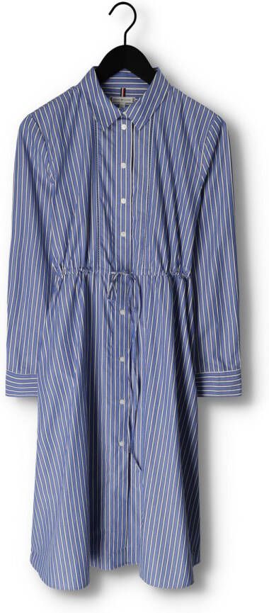 Tommy Hilfiger Blauw wit Gestreepte Midi Jurk Org Co Stripe Midi Shirt Dress