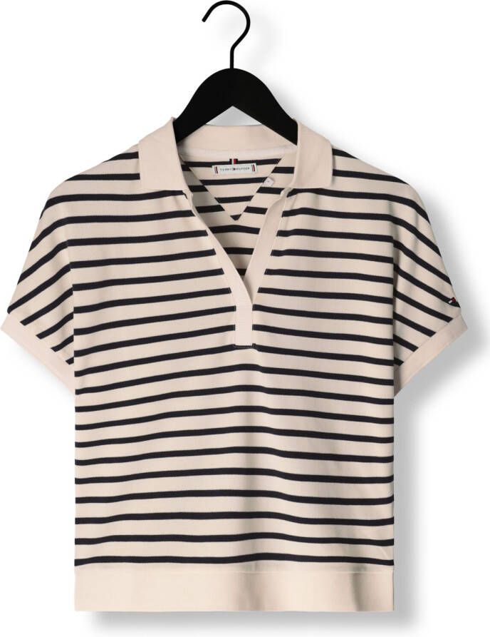 Tommy Hilfiger Blauw wit Gestreepte Polo Relaxed Lyocell Polo Ss