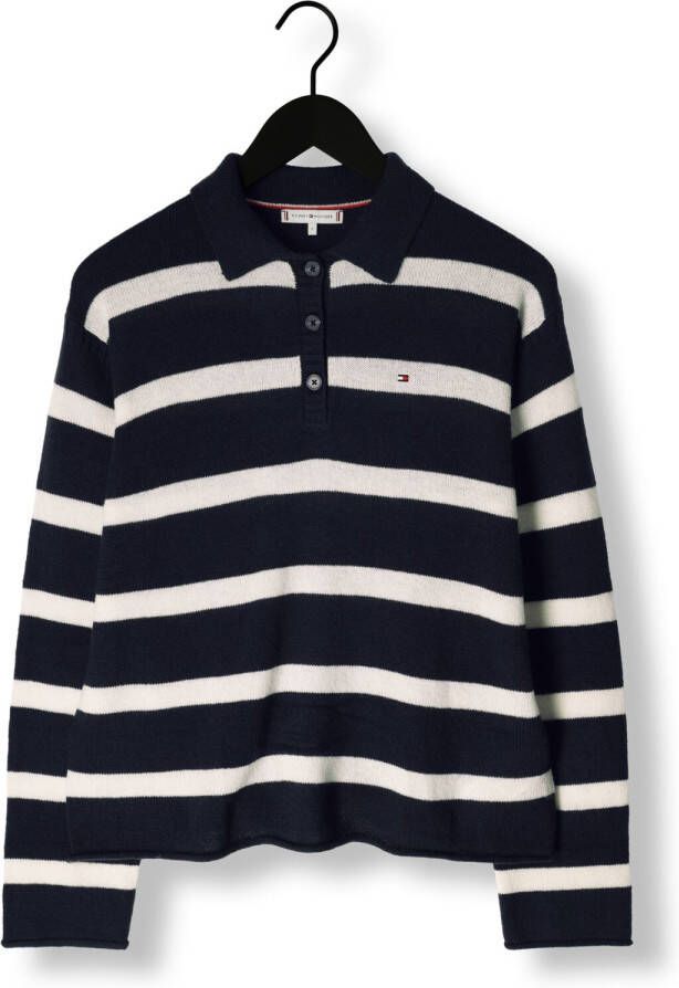 Tommy Hilfiger Donkerblauwe Polo Soft Wool Polo-nk Sweater