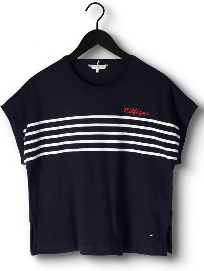 TOMMY HILFIGER Dames Tops & T-shirts Tlx Stripe Emb C-nk Ss Donkerblauw
