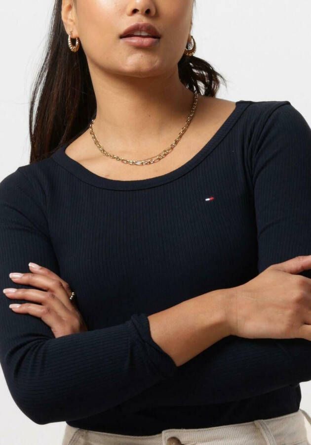 TOMMY HILFIGER Dames Tops & T-shirts Slim 5x2 Rib O-nk Ls Donkerblauw