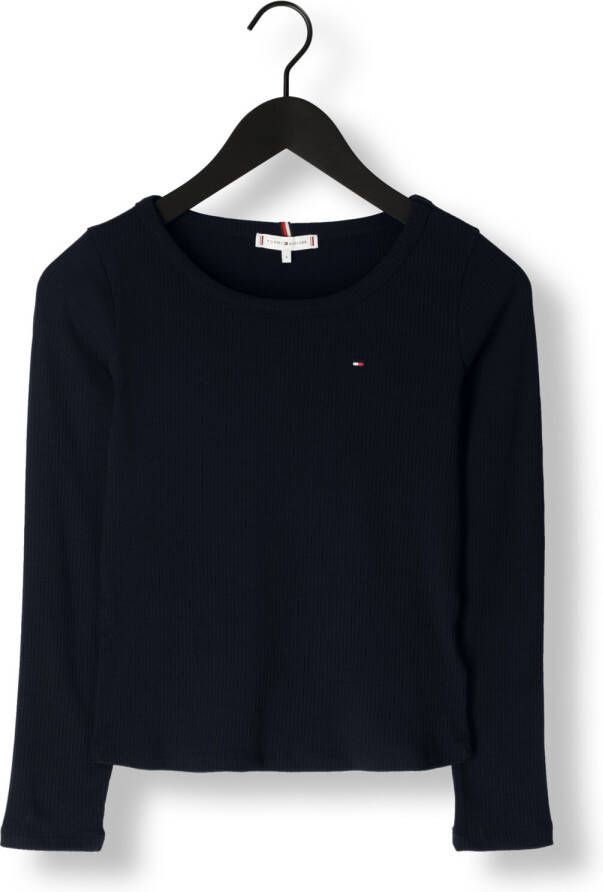 TOMMY HILFIGER Dames Tops & T-shirts Slim 5x2 Rib O-nk Ls Donkerblauw