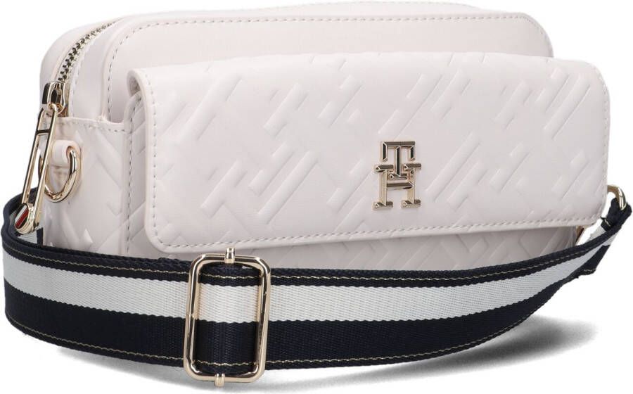 Tommy Hilfiger Witte Schoudertas Iconic Tommy Camera Bag Mono