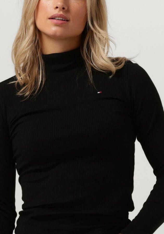 TOMMY HILFIGER Dames Truien & Vesten Slim 5x2 Rib Roll-nk Ls Zwart