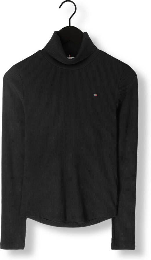 TOMMY HILFIGER Dames Truien & Vesten Slim 5x2 Rib Roll-nk Ls Zwart