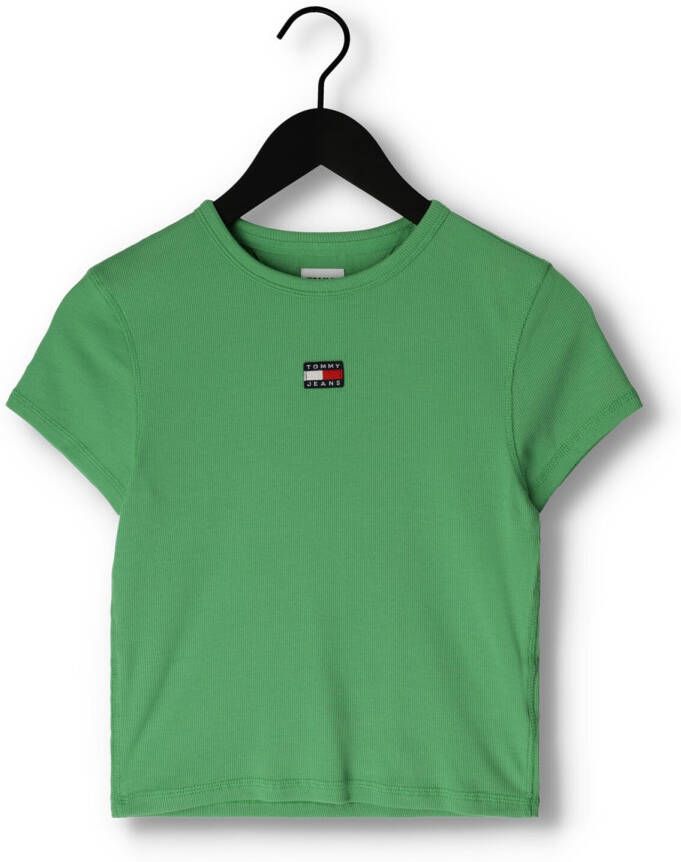 Tommy Jeans Groene T-shirt Tjw Bby Rib Xs Badge