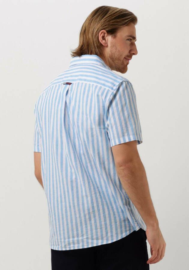 TOMMY JEANS Heren Overhemden Tjm Rlx Ss Stripe Linen Shirt Lichtblauw