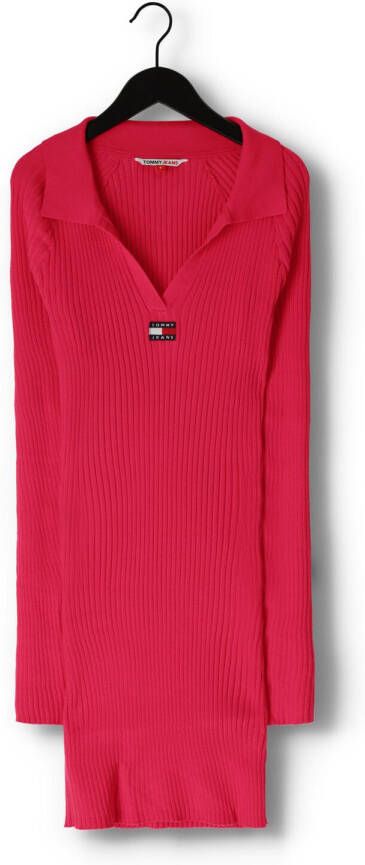 Tommy Jeans Roze Mini Jurk Tjw Collar Badge Sweater Dress
