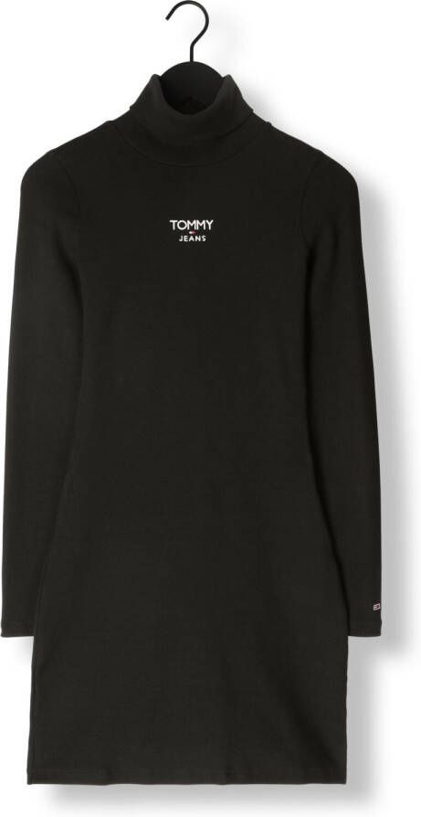 Tommy Jeans Zwarte Mini Jurk Twj Turtleneck Ess Logo Dress