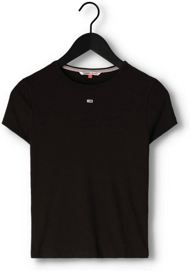 TOMMY JEANS Dames Tops & T-shirts Tjw Bby Essential Rib Ss Zwart