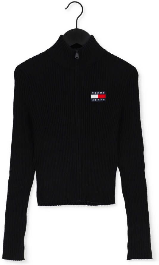 Tommy Jeans Zwarte Vest Tjw Badge Zip Trhu Sweater