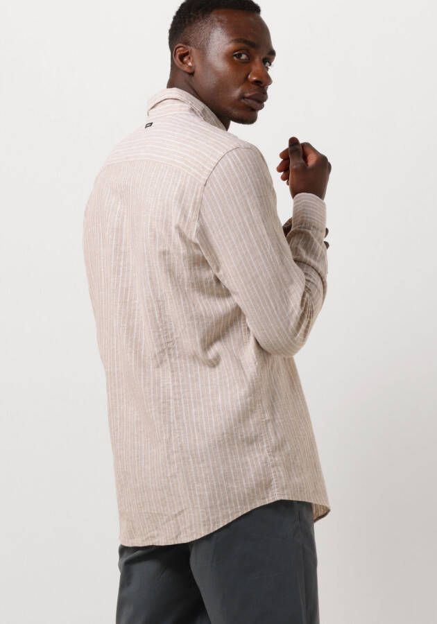 Vanguard Bruine Casual Overhemd Long Sleeve Shirt Linen Stripe