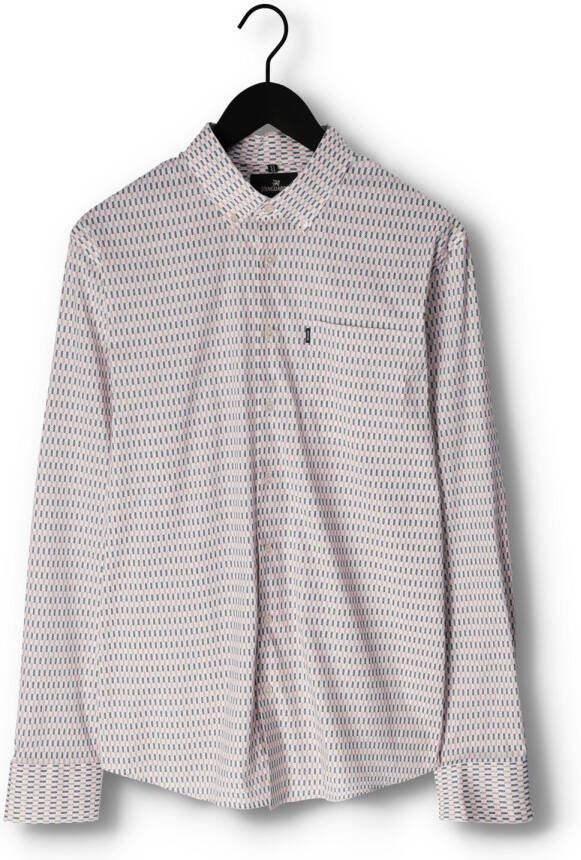 VANGUARD Heren Overhemden Long Sleeve Shirt Print On Poplin Stretch Gebroken Wit