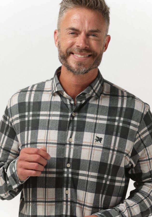Vanguard Groene Casual Overhemd Long Sleeve Shirt Check Printed On Soft Jersey