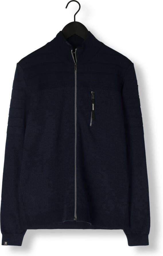 VANGUARD Heren Truien & Vesten Zip Jacket Cotton Bonded Mouline Donkerblauw