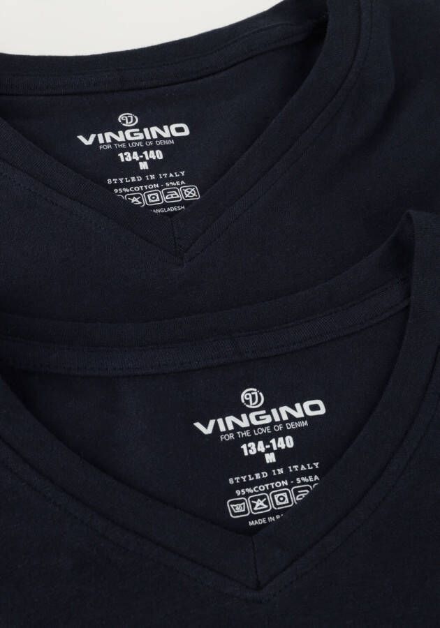 VINGINO Jongens Polo's & T-shirts Boys T-shirt V-neck (2-pack) Donkerblauw