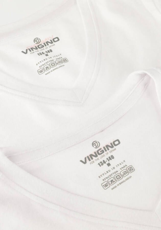 VINGINO Jongens Polo's & T-shirts Boys T-shirt V-neck (2-pack) Wit