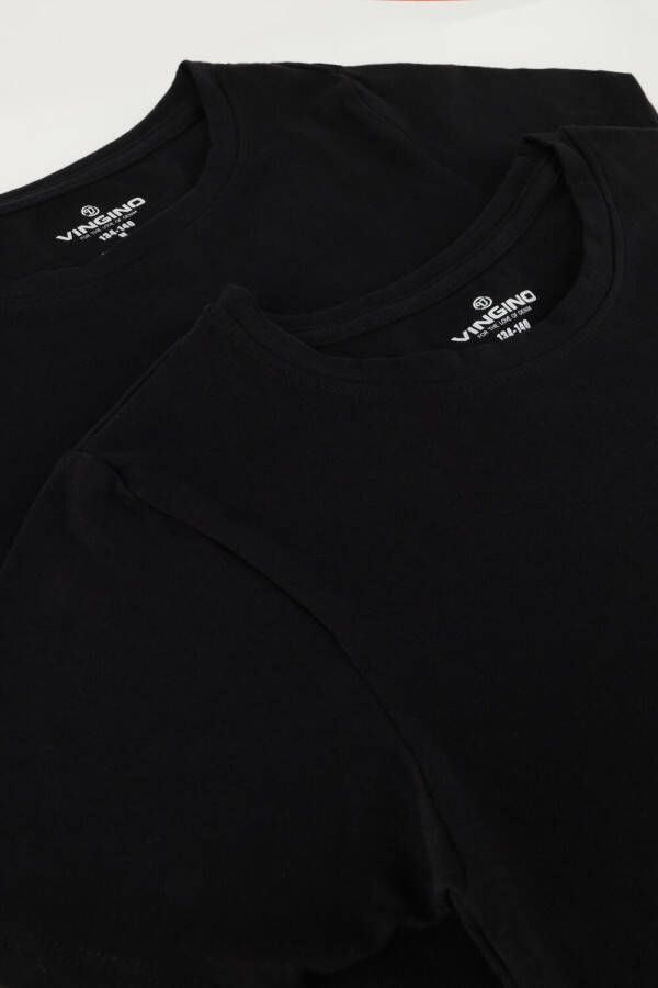 VINGINO Jongens Polo's & T-shirts Boys T-shirt Round Neck (2-pack) Zwart