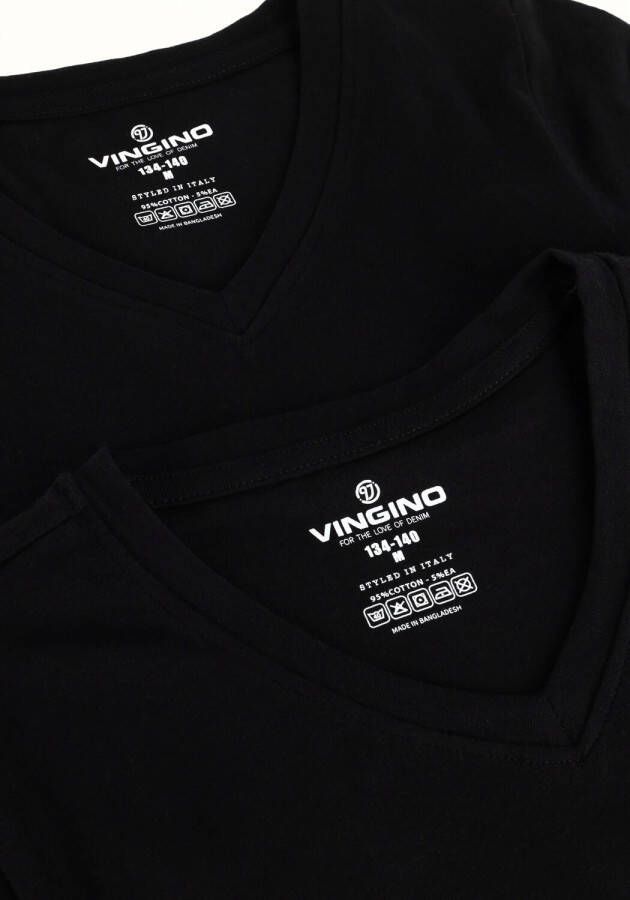 VINGINO Jongens Polo's & T-shirts Boys T-shirt V-neck (2-pack) Zwart