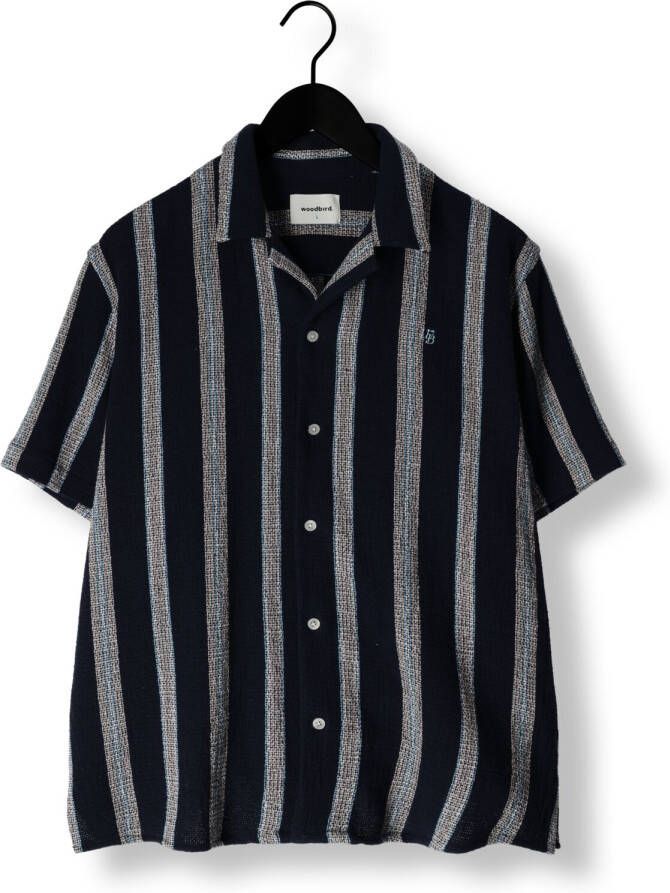WOODBIRD Heren Overhemden Hale Striped Shirt Donkerblauw
