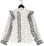 Fabienne Chapot semi transparante geweven blouse Josie met borduursels ecru zwart - Thumbnail 1