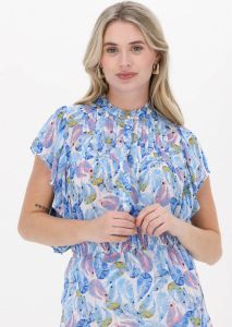 Fabienne Chapot blouse Bibi met all over print en vleermuismouwen lichtblauw