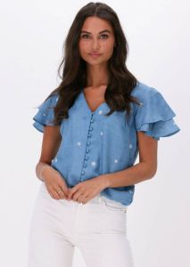 Fabienne Chapot denim blouse Lea Summer met borduursels light blue