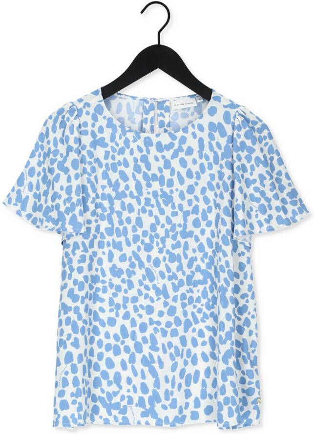 Fabienne Chapot top Elle Tess met all over print en plooien blauw gebroken wit