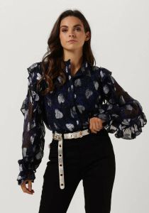 Fabienne Chapot blouse Josie Indie met hartjes en volant zwart zilver